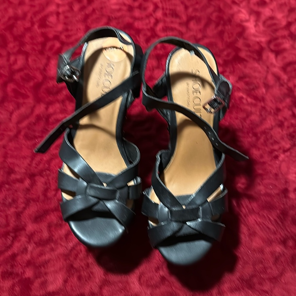 Shoe Cult Black Wedge Platform Sandals